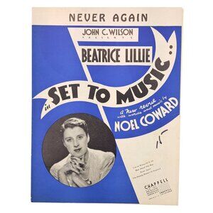 Vintage Never Again Sheet Music Set To Music Noel Coward 1938 Beatrice Lillie